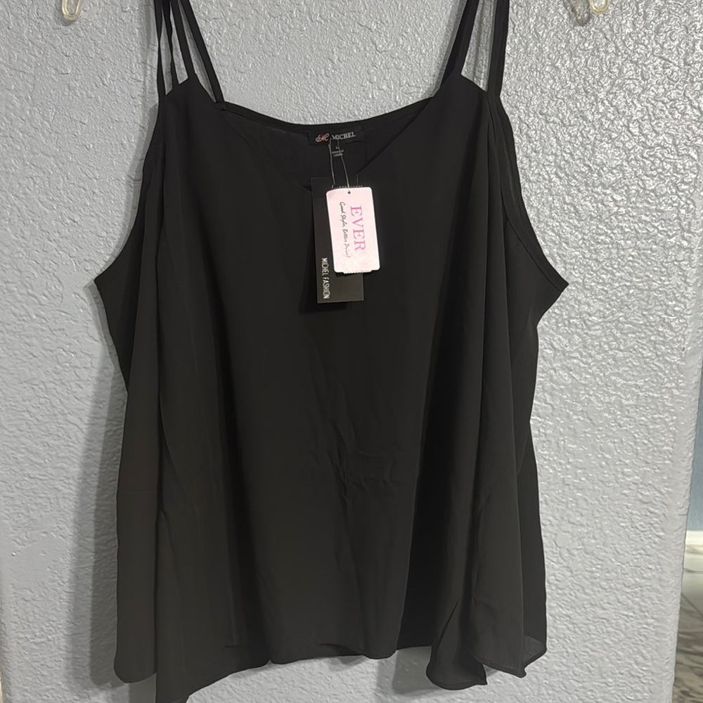 Michele Black Asymmetrical Relaxed Camisole